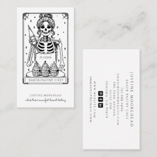 Tarot Skeleton Baker Whisky Cupcake Business Card Visitenkarte
