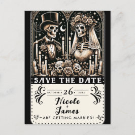 Tarot Skeletons Bräunen Hochzeit speichern das Dat Ankündigungspostkarte