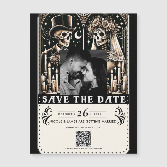 Tarot Skeletons Bräunen Hochzeit speichern das Dat Magnetkarte (Vorderseite)