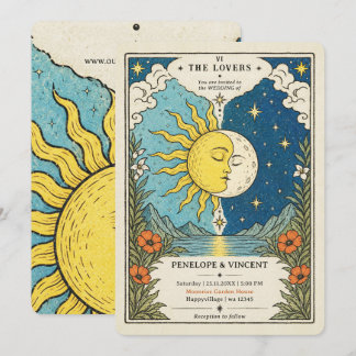 Tarot Sonne und Mond Yin Yang Hochzeit Einladung