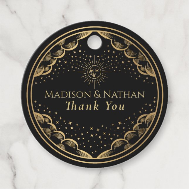 Tarot Sun and Moon Wedding Geschenkanhänger (Vorderseite)