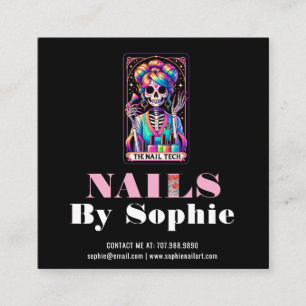 Tarot Theme Nail Tech Nail Art Business Card Quadratische Visitenkarte