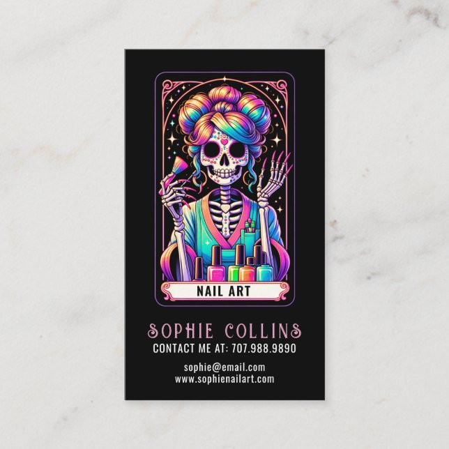 Tarot Theme Nail Tech Nail Art Business Card Visitenkarte (Vorderseite)