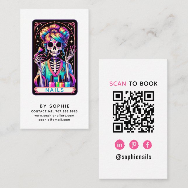 Tarot Theme Nail Tech Nail Art Business Card Visitenkarte (Vorne/Hinten)