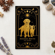 Tarot-Tiersitter Schwarz Gold Mystische Visitenkar