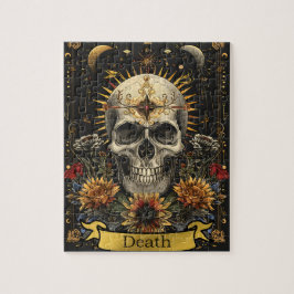 Tarot-Tod-Karte Gothic-Hexen-Schädel & Blumen Puzzle