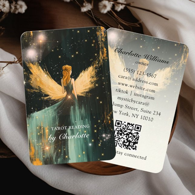Tarot, Universe Wings-Woman QR Code Business Card Visitenkarte (Tarot, Universe-Wings-Woman QR Code Business Card)