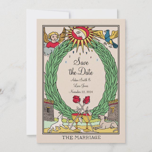 Tarot Wedding Invitation - Tarot Save the Date Einladung (Vorderseite)
