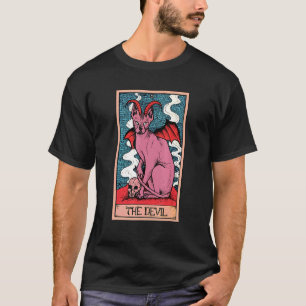 Tarotkarte Der Teufel und Sphynx-Katze Okkult Grap T-Shirt