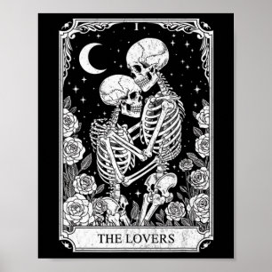 Tarotkarte Die Liebenden Skelett Goth Halloween He Poster