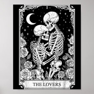 Tarotkarte Die Liebenden Skelett Goth Halloween Poster