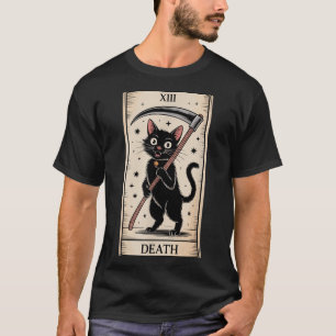 Tarotkarte schwarze Katze Okkult Hexe Tod lustiger T-Shirt