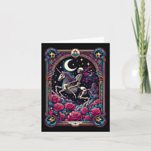 Tarotkarte Skelett Buntes Florales Einhorn Hallowe Karte
