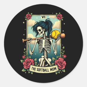 Tarotkarte Softll Mom Mama Skelett Halloween Runder Aufkleber