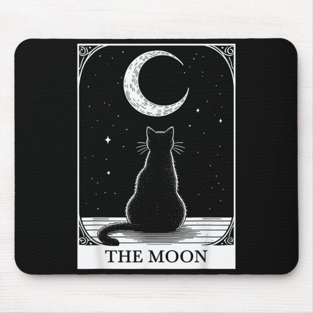 Tarotkarte Vintage-Halbmond Schwarze Katze Mutter  Mousepad (Vorne)