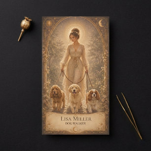 Tarotkarte Zigeunerin Hundeausführerin Boho Visitenkarte