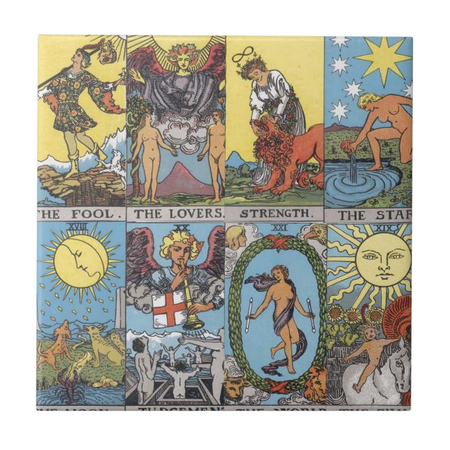 Tarotkarten-Collage Fliese (Vorderseite)