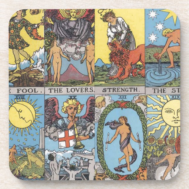 Tarotkarten-Collage Untersetzer (Vorderseite)