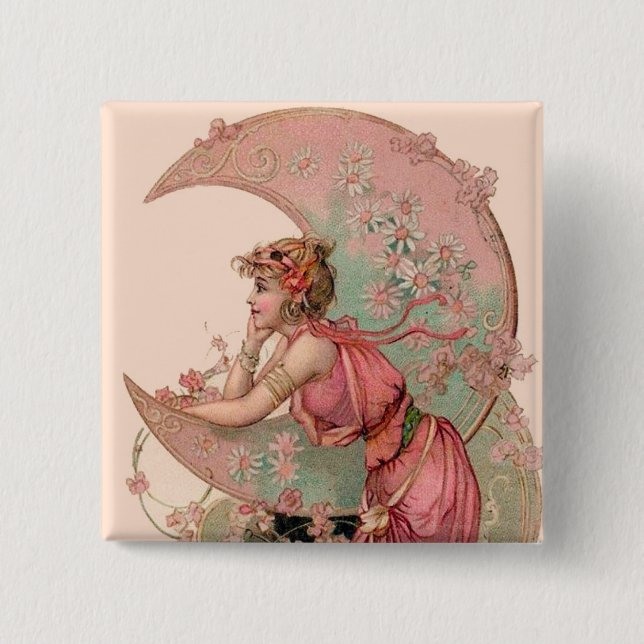 TAROTS / FRAU DES MONDS MIT BLUMEN IN ROSA BUTTON (Vorderseite)