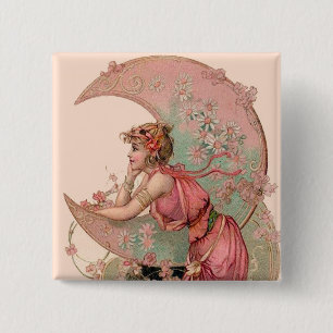 TAROTS / FRAU DES MONDS MIT BLUMEN IN ROSA BUTTON