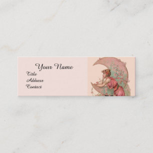 TAROTS / FRAU DES MONDS MIT BLUMEN IN ROSA MINI VISITENKARTE