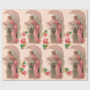 TAROTS / LADY DES MONDES, BLUMEN UND ROSEN GESCHENKPAPIER