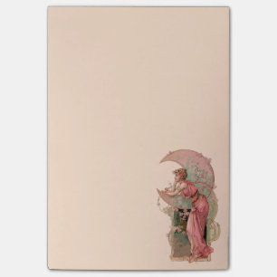 TAROTS/ LADY OF THE MOON MIT BLUMEN IN ROSA POST-IT KLEBEZETTEL