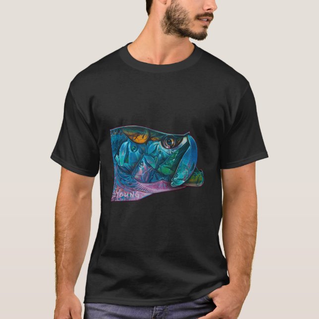 Tarpon Kaleidoskop Salzwasserfischen T-Shirt (Vorderseite)