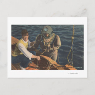 Tarpon Springs, FL - View of Diver Ascending Boa Postkarte