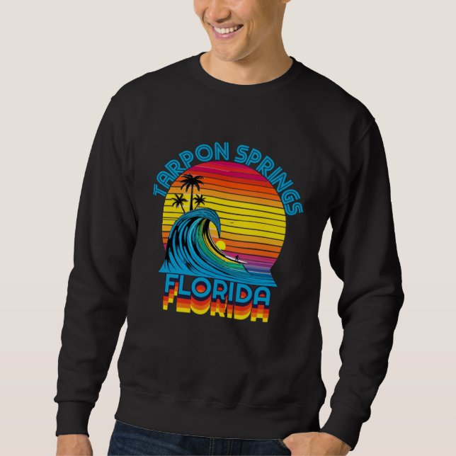 Tarpon Springs Florida Retro Throwback Surf & Beac Sweatshirt (Vorderseite)