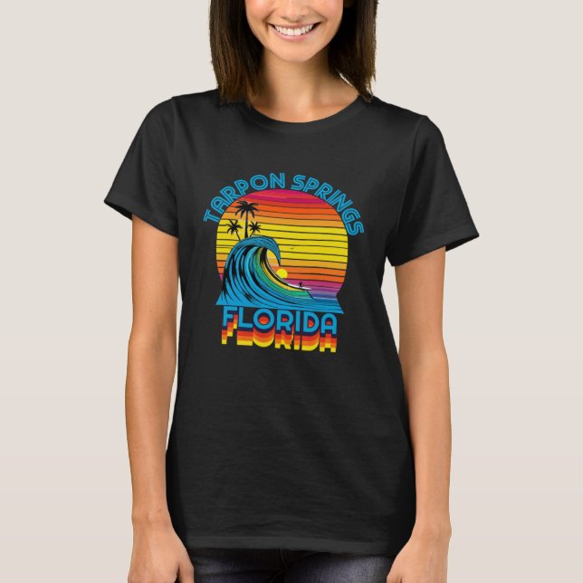 Tarpon Springs Florida Retro Throwback Surf & Beac T-Shirt (Vorderseite)