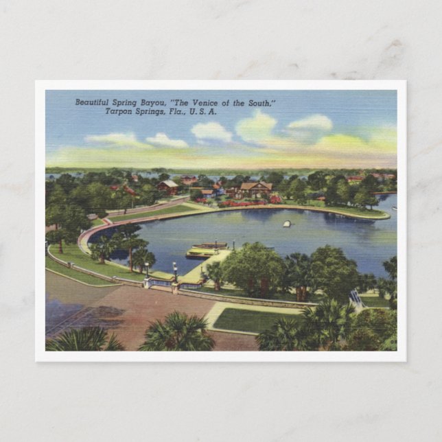 Tarpon Springs Florida Vintag Spring Bayou Postkarte (Vorderseite)