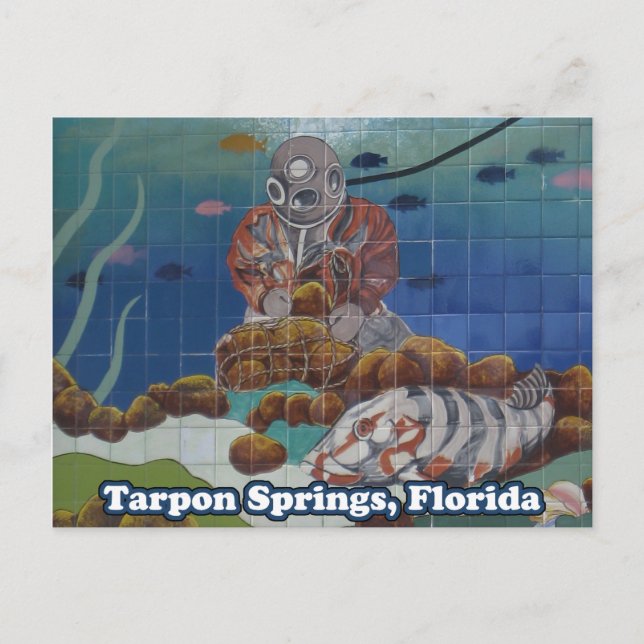 Tarpon Springs Sponsor Diver Mural Postcard Postkarte (Vorderseite)
