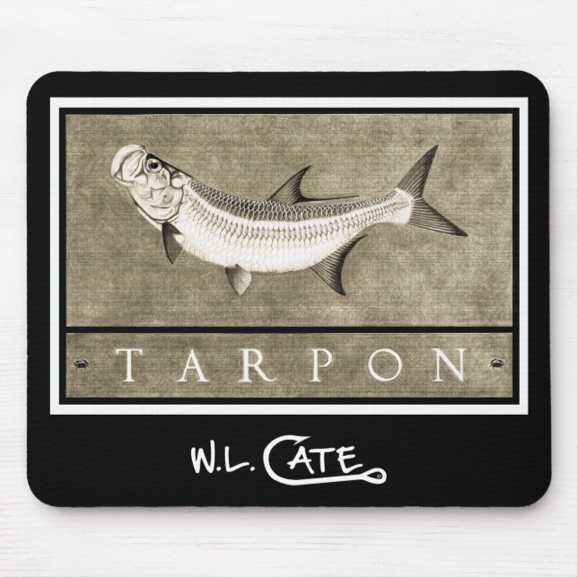 Tarpon-Vintage schwarze u. weiße Mausunterlagen Mousepad (Vorne)