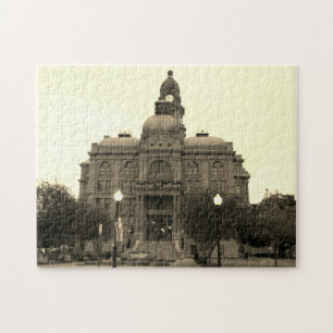 Tarrant County Courthouse Südwestseite SchwarzWeiß Puzzle