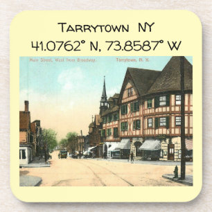 Tarrytown NY Kartenkoordinaten im Vintage-Stil Getränkeuntersetzer