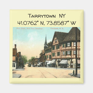 Tarrytown NY Kartenkoordinaten im Vintage-Stil Magnet