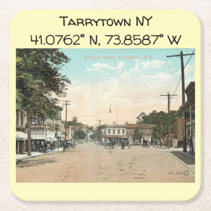Tarrytown NY Kartenkoordinaten im Vintage-Stil Rechteckiger Pappuntersetzer