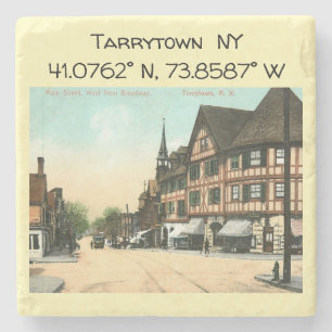 Tarrytown NY Kartenkoordinaten im Vintage-Stil Steinuntersetzer