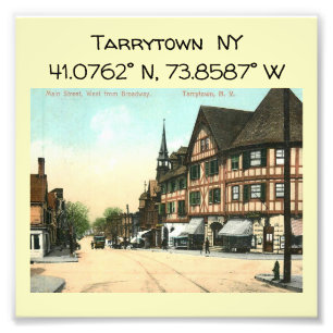 Tarrytown NY Map koordiniert Vintagen Stil Fotodruck