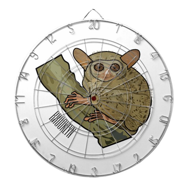 Tarsier Cartoon Illustration Dartscheibe (vorne)