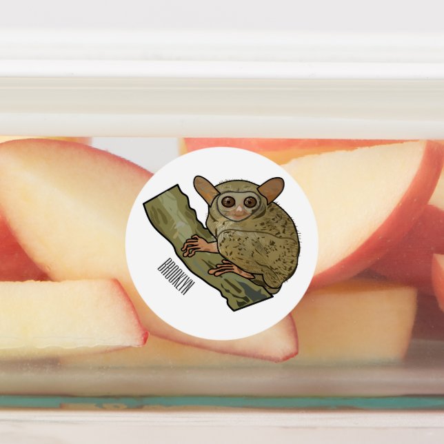 Tarsier Cartoon Illustration Etiketten (Befestigt)