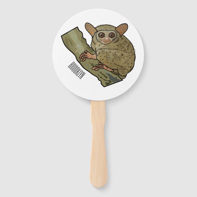 Tarsier Cartoon Illustration Fächer (Vorderseite)