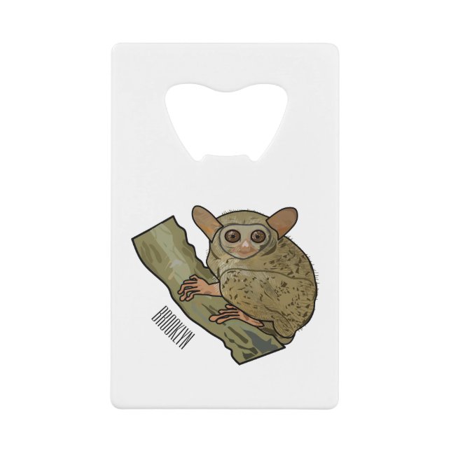 Tarsier Cartoon Illustration Geldbeutel Flaschenöffner (Vorderseite)
