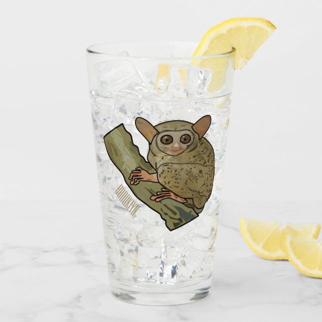 Tarsier Cartoon Illustration Glas (Rückseite Ice)