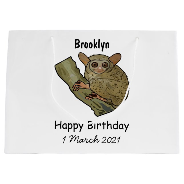 Tarsier Cartoon Illustration Große Geschenktüte (Vorderseite)