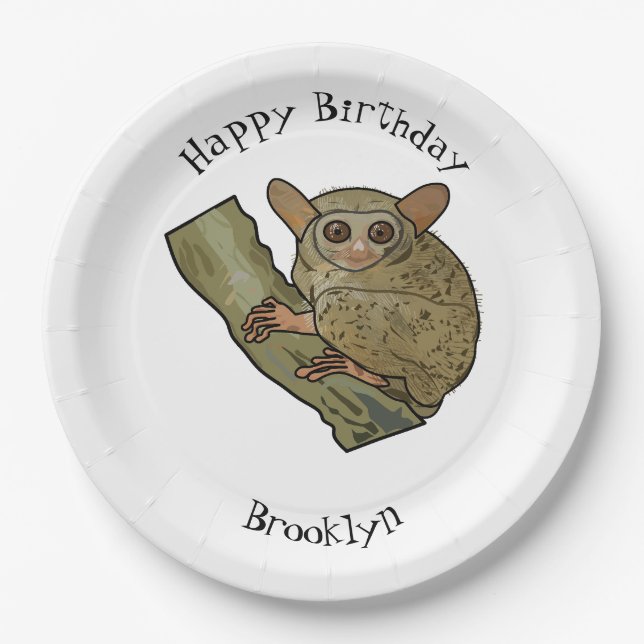 Tarsier Cartoon Illustration Pappteller (Vorderseite)