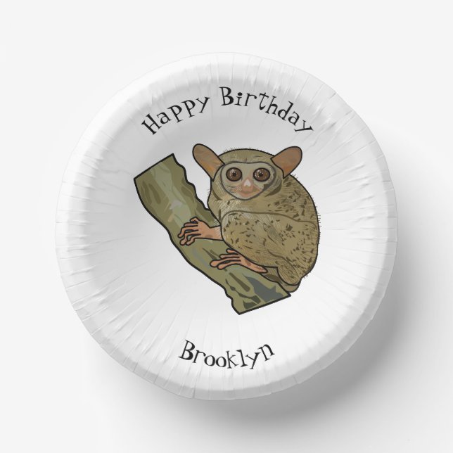 Tarsier Cartoon Illustration Pappteller (Vorderseite)