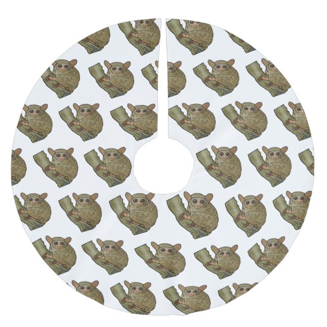 Tarsier Cartoon Illustration Polyester Weihnachtsbaumdecke (Vorderseite)