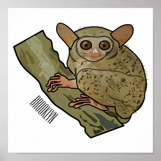 Tarsier Cartoon Illustration Poster (Vorne)